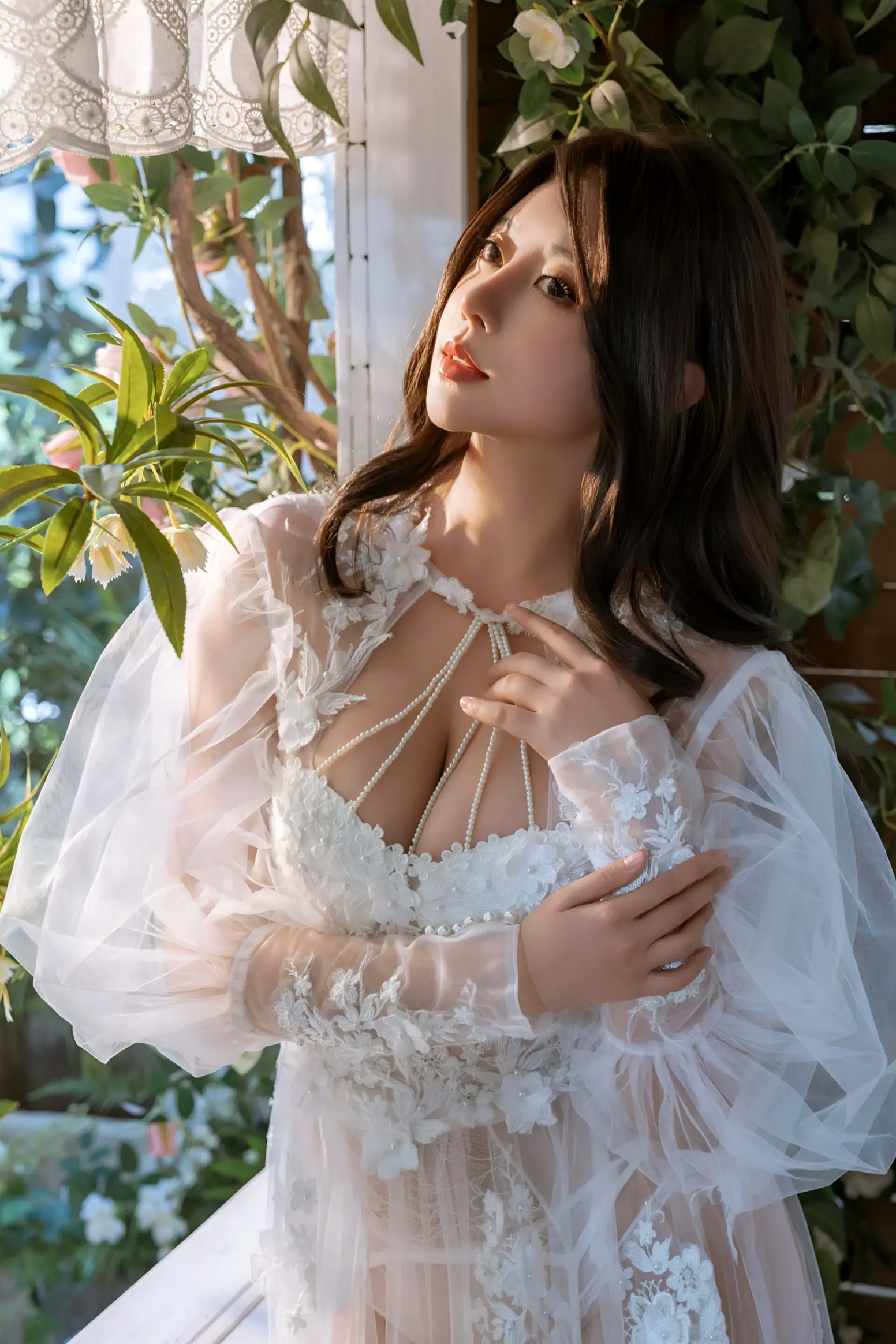 Gallery - 奈汐酱nice绝美下午茶写真，白纱蕾丝私房诱惑，花海光影与绝妙曲线的视觉盛宴私房照性感诱惑丝袜清纯 奈汐酱女神私房照_秀色女神 - image 38