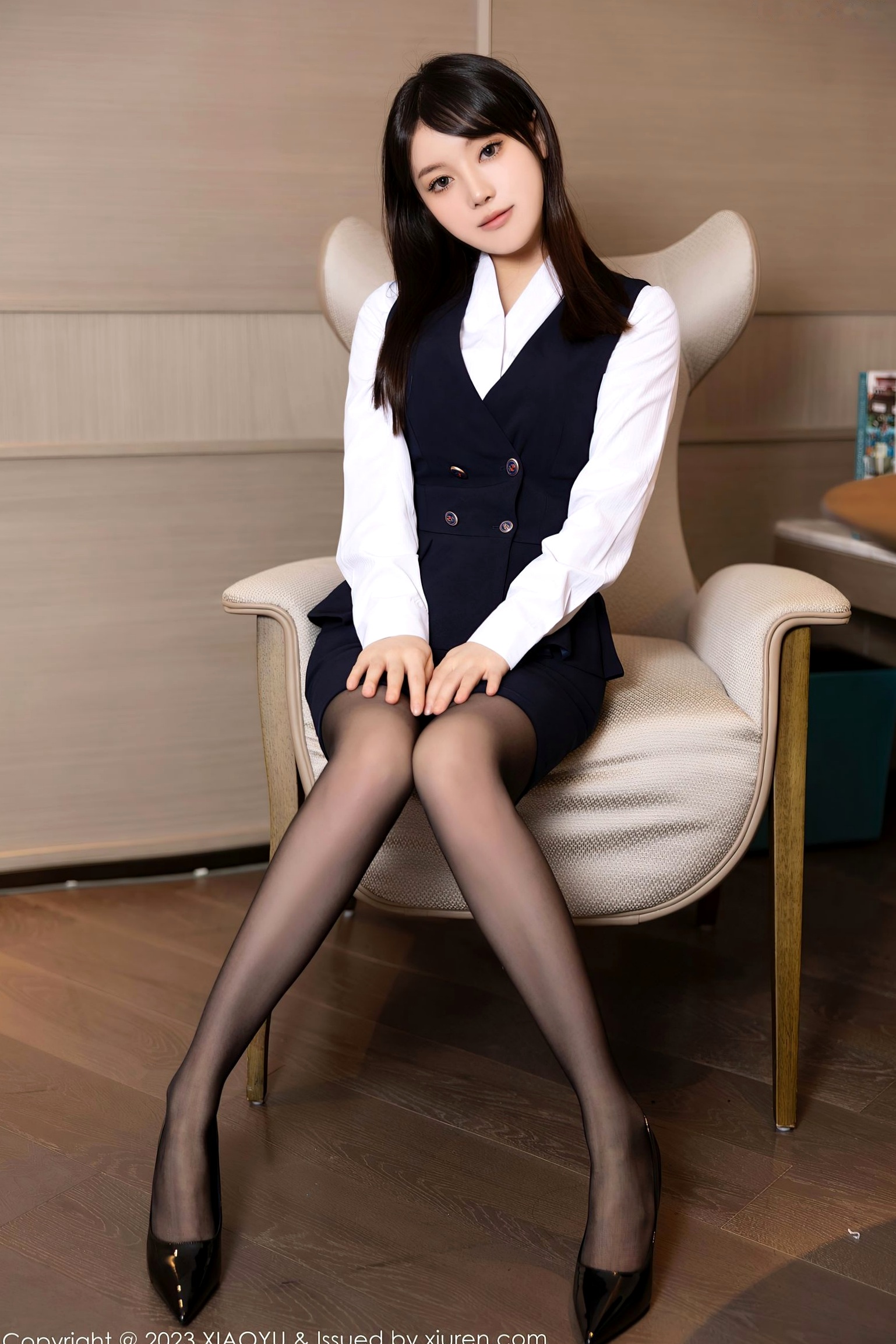 Gallery - XiaoYu语画界 - Painting World -1113-豆瓣酱：简约白衬衫搭配黑色内衣与黑丝，演绎极致性感私房诱惑-2023.09.18语画界 - Painting World 性感诱惑内衣私房照黑丝 豆瓣酱女神私房照_秀色女神 - image 4