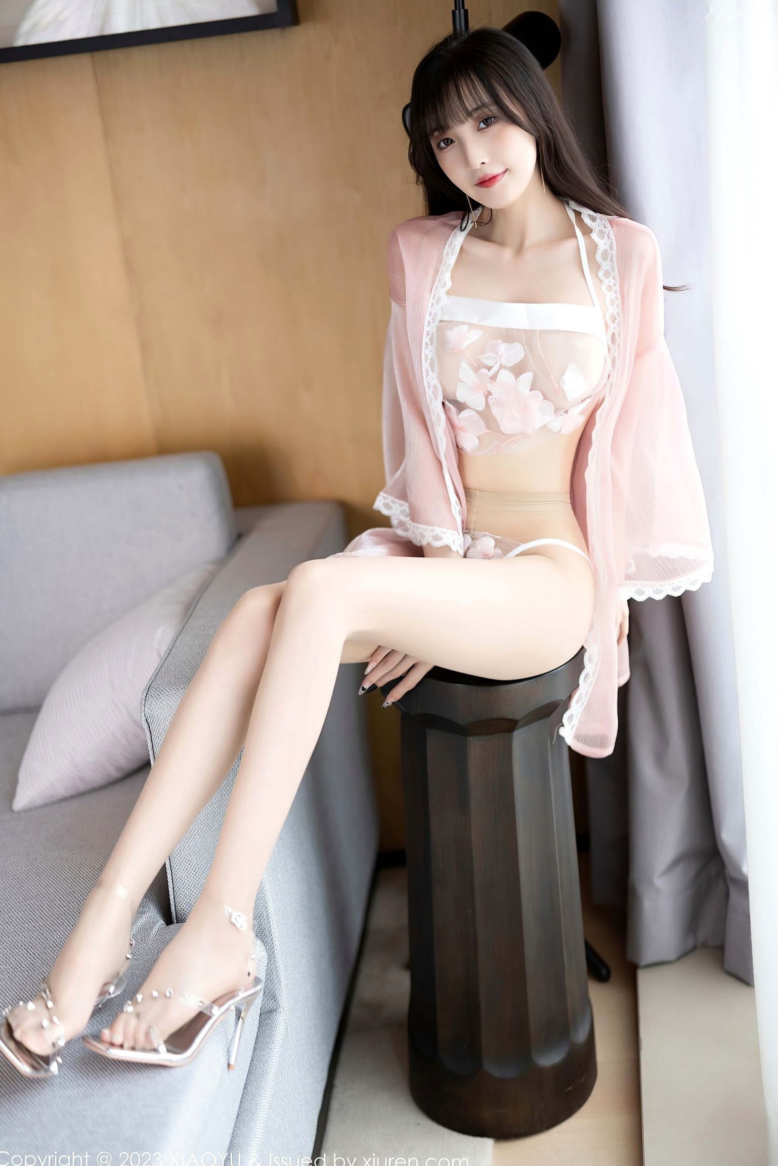 Gallery - XiaoYu语画界 - Painting World -1013-林星阑：极品私房照，粉色薄纱透视与黑白制服演绎，精致五官配上修长美腿，尽显迷人风情性感私房照美腿诱惑语画界 - Painting World  林星阑女神私房照_秀色女神 - image 62