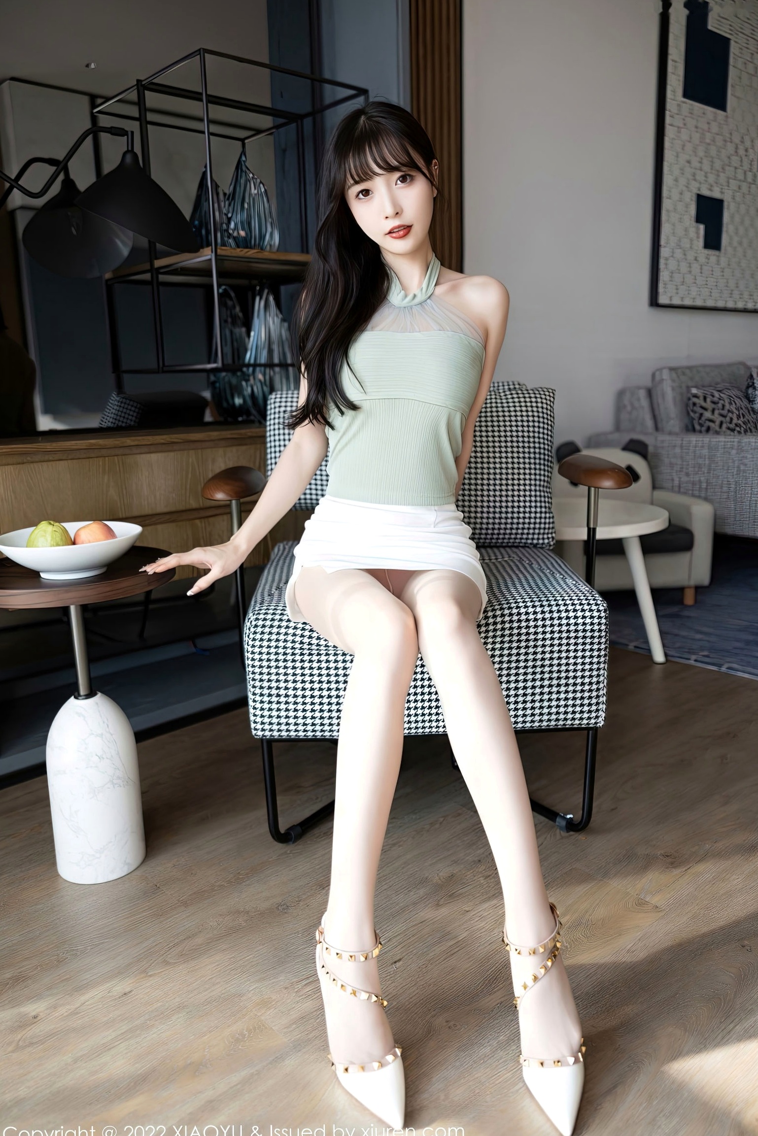 Gallery - XiaoYu语画界 - Painting World -906-林星阑私房写真-清新粉色内衣与千鸟格椅优雅撩人-唯美室内气质女神大片语画界 - Painting World 气质诱惑内衣私房照 林星阑女神私房照_秀色女神 - image 7