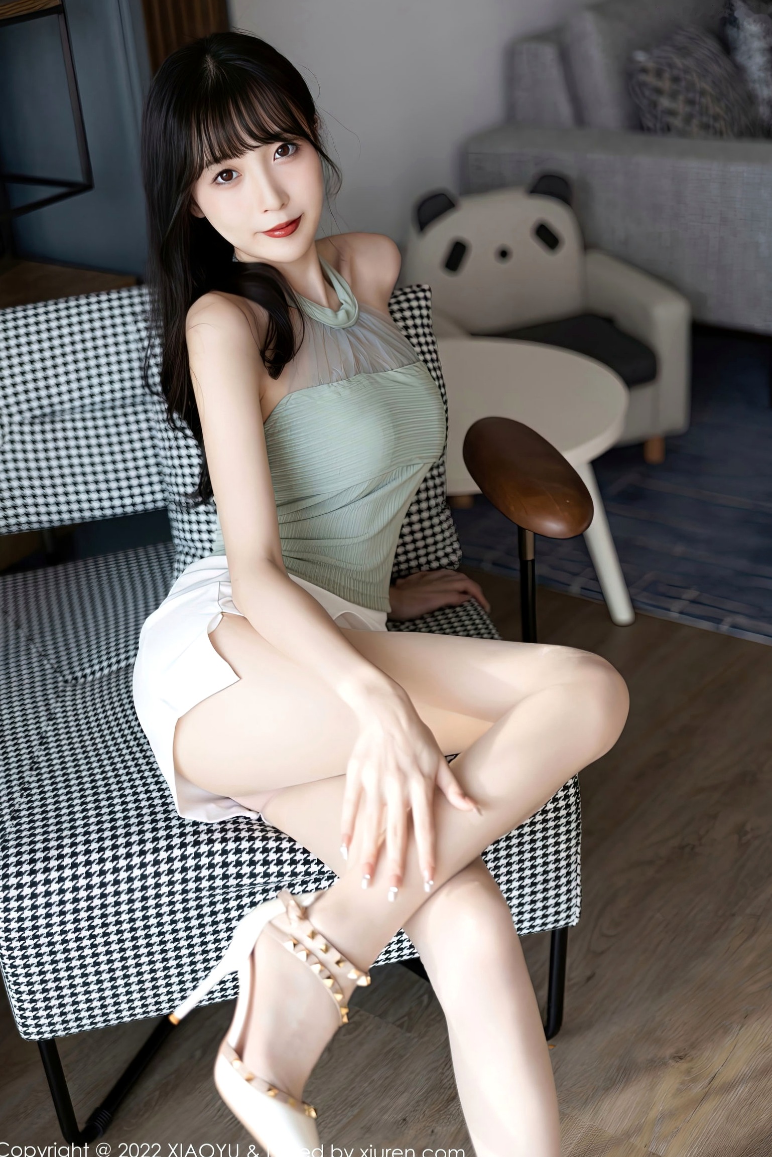 Gallery - XiaoYu语画界 - Painting World -906-林星阑私房写真-清新粉色内衣与千鸟格椅优雅撩人-唯美室内气质女神大片语画界 - Painting World 气质诱惑内衣私房照 林星阑女神私房照_秀色女神 - image 14