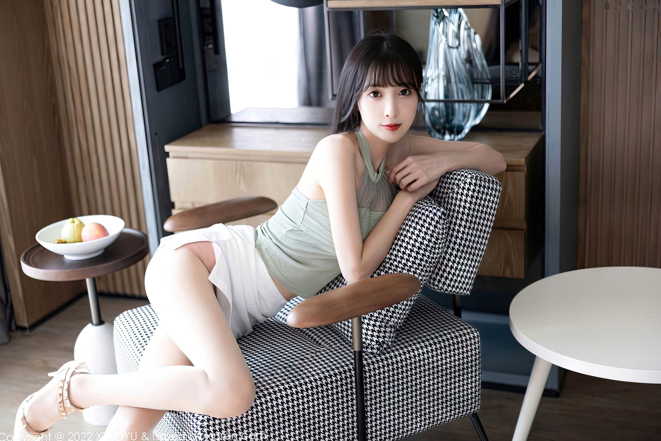 Gallery - XiaoYu语画界 - Painting World -906-林星阑私房写真-清新粉色内衣与千鸟格椅优雅撩人-唯美室内气质女神大片语画界 - Painting World 气质诱惑内衣私房照 林星阑女神私房照_秀色女神 - image 16