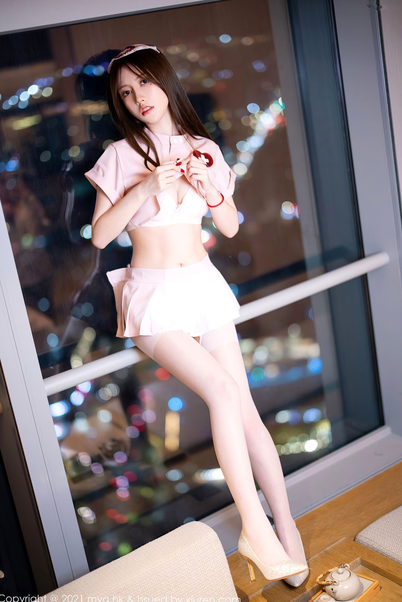 Gallery - MyGirl美媛馆-615-美桃酱-长三角旅拍粉色护士制服白色内衣肉丝-2021.11.10美媛馆 美桃酱女神私房照_秀色女神 - image 62
