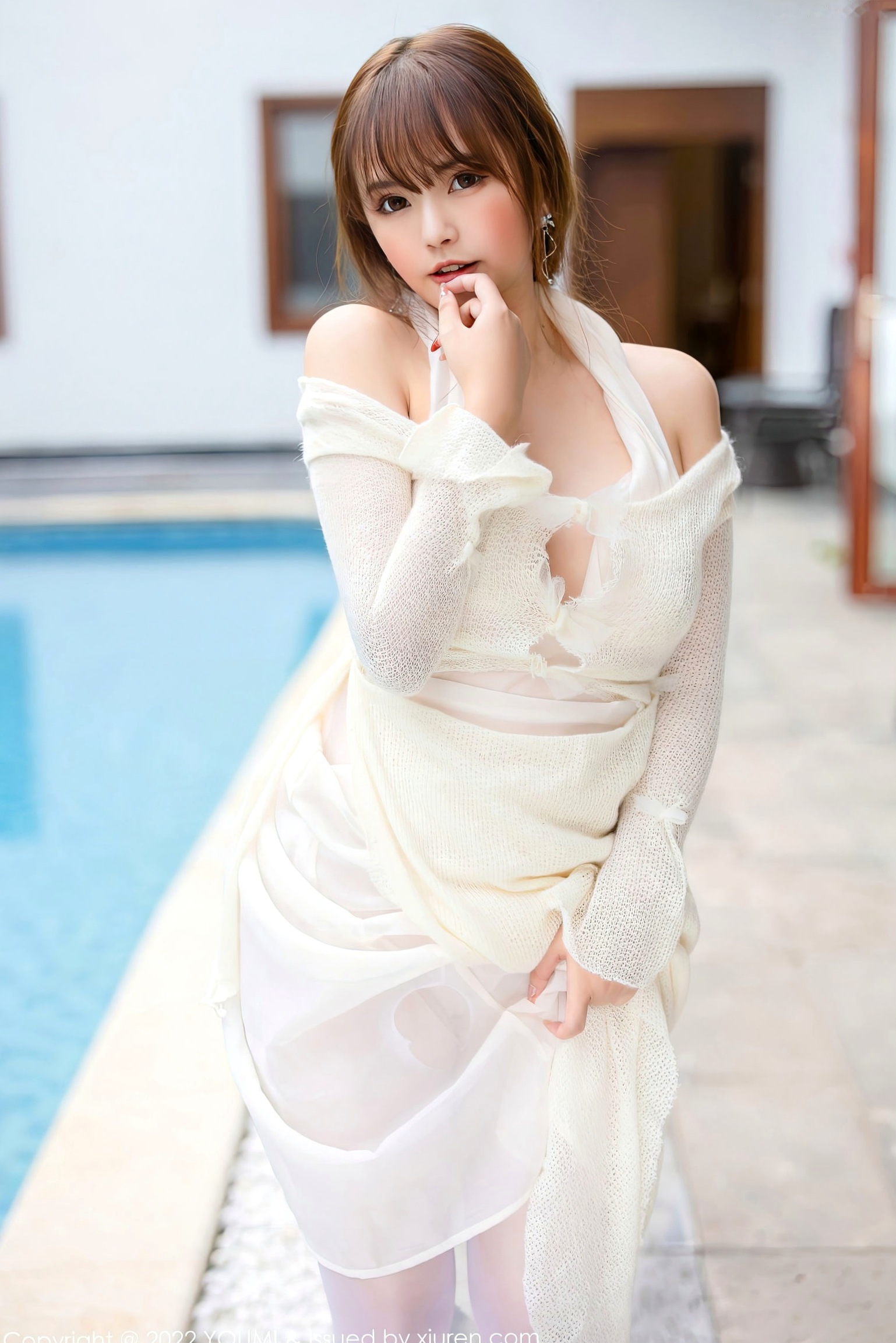 Gallery - YouMi尤蜜荟 - Chiness Model 862期：张思允Nice女神，泳池清凉湿身白色连衣裙，极致诱惑私房美图尤蜜荟 - Chiness Model 性感游泳池湿身女神 张思允女神私房照_秀色女神 - image 5