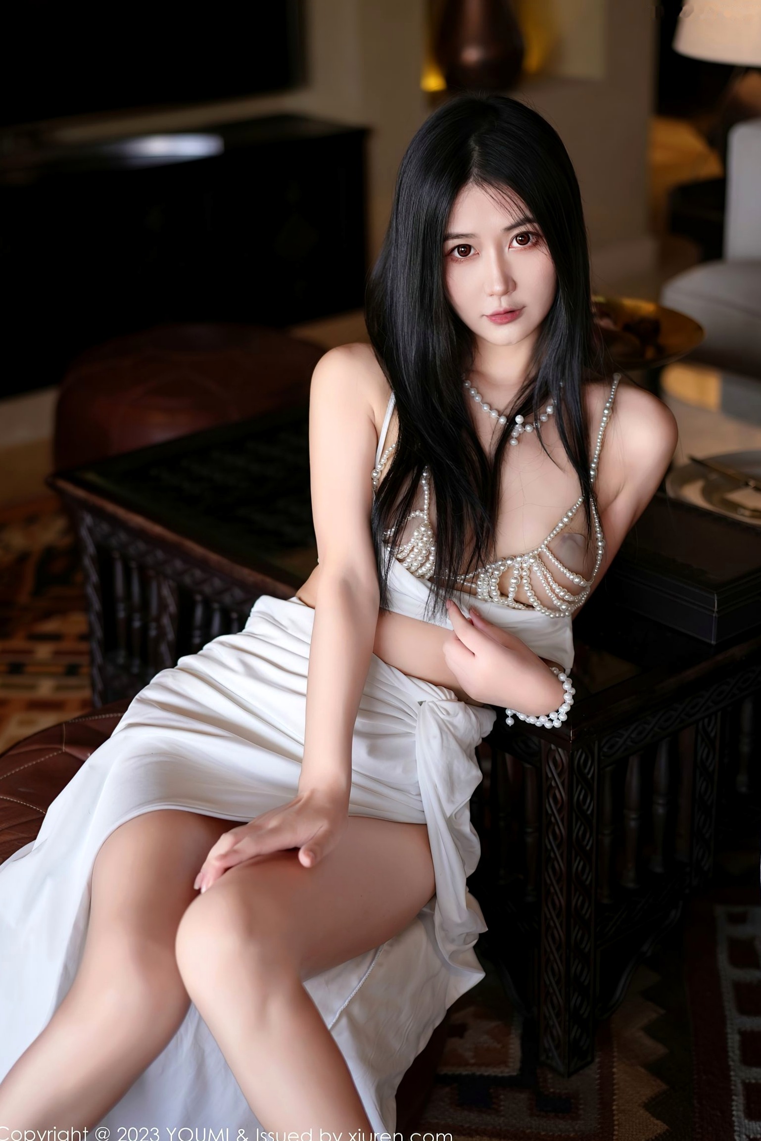 Gallery - YouMi尤蜜荟 - Chiness Model -971-Laura阿姣：白色珍珠链透视装极致私房写真，魅惑迷人诱惑大片尤蜜荟 - Chiness Model 私房照内衣诱惑性感 laura阿姣女神私房照_秀色女神 - image 9