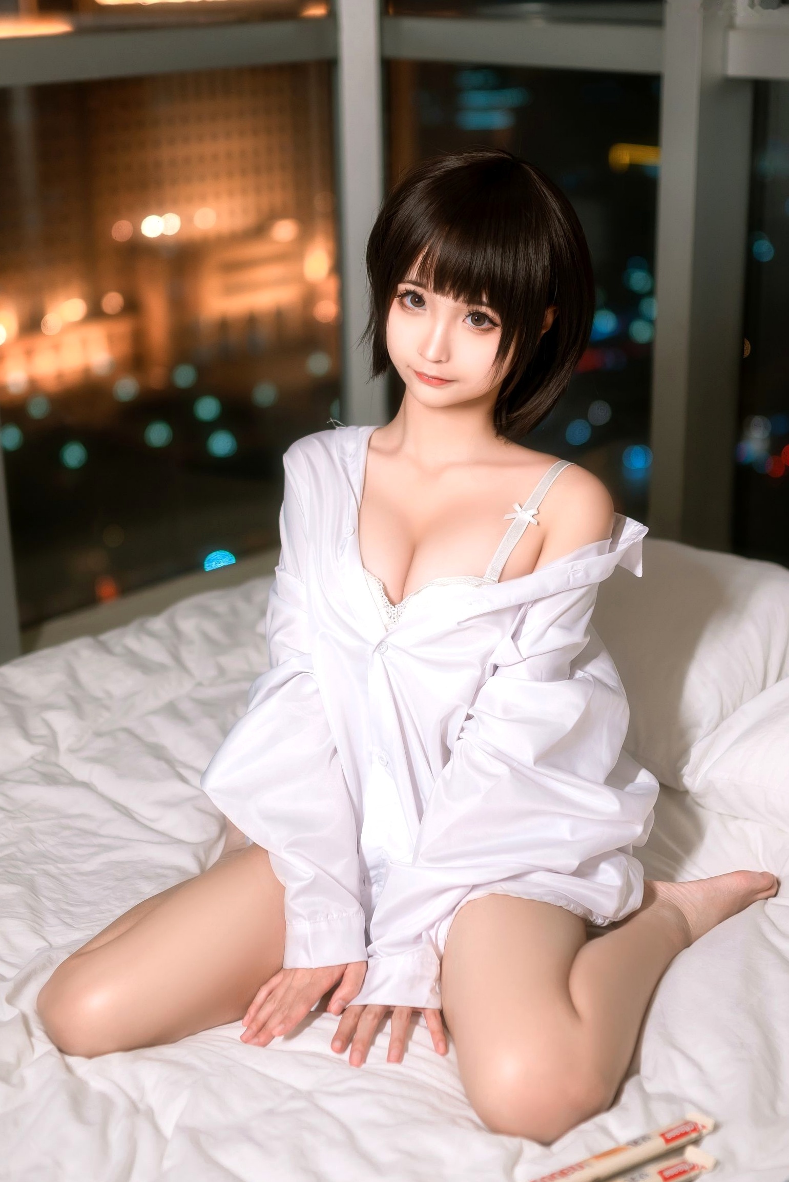 Gallery - 蠢沫沫-063-白衬衫纯欲私房照，半脱衬衫内衣诱惑，展现清纯与性感的完美碰撞清纯诱惑内衣私房照性感 蠢沫沫女神私房照_秀色女神 - image 31