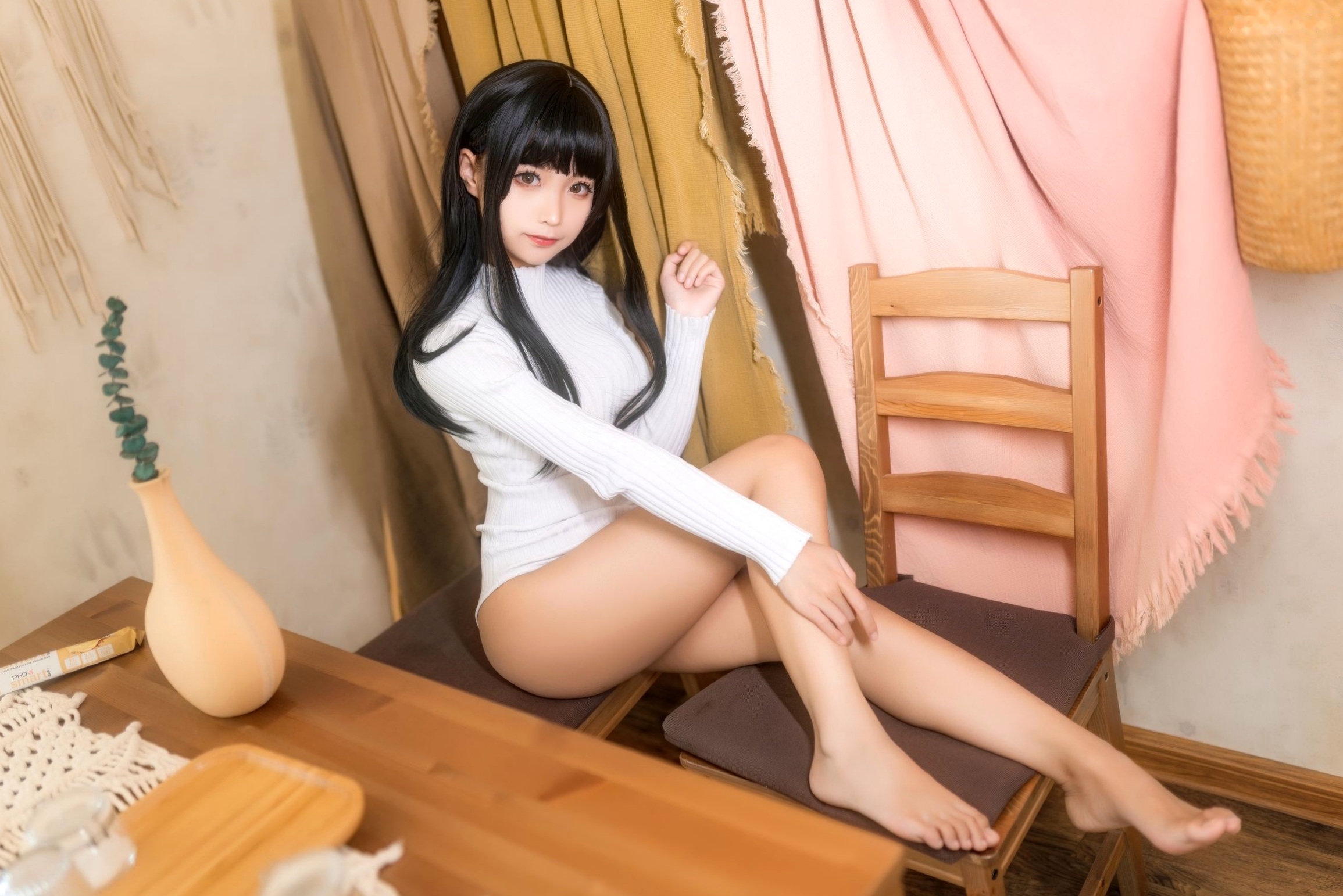 Gallery - 蠢沫沫-067-白色紧身连体毛衣家居写真，纯欲风甜美美腿大尺度性感演绎性感清纯美腿家居诱惑 蠢沫沫女神私房照_秀色女神 - image 20