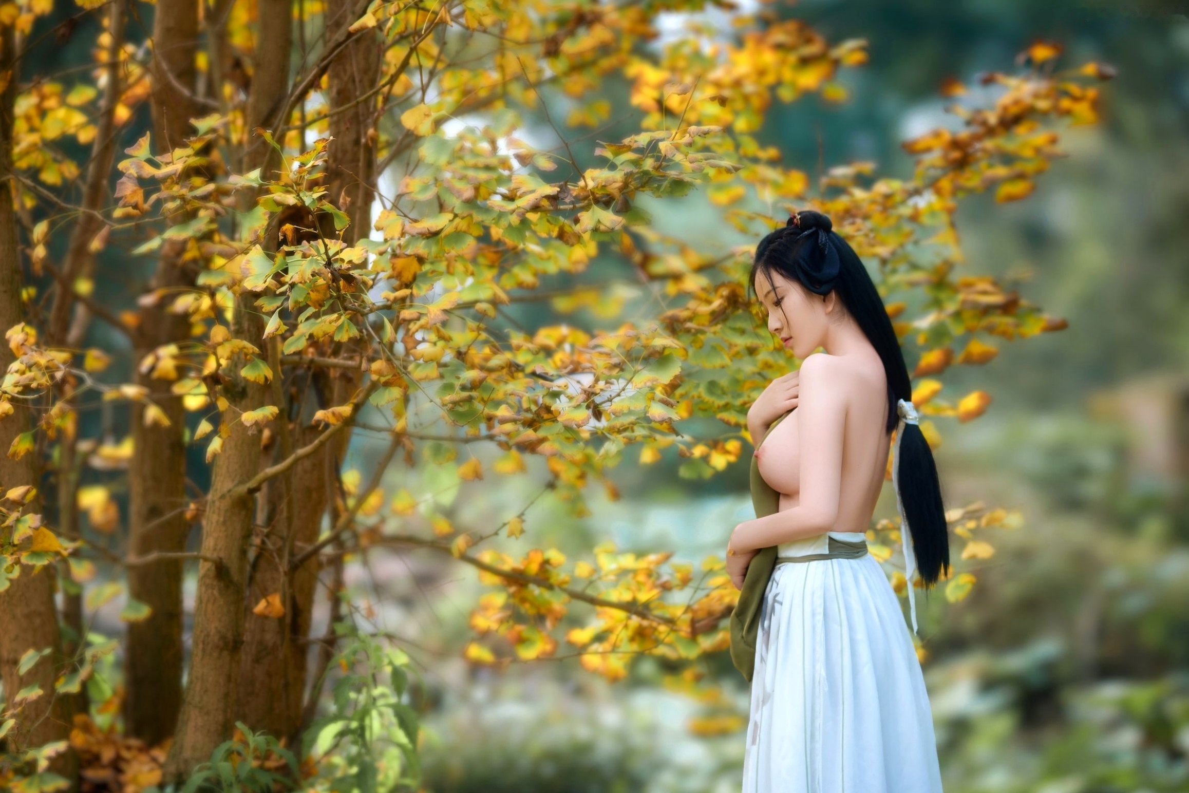 Gallery - 年年Nnian-秋兮：古风汉服户外私房，绝美少女秋日林间大尺度唯美写真户外私房照大尺度清纯气质 年年女神私房照_秀色女神 - image 9