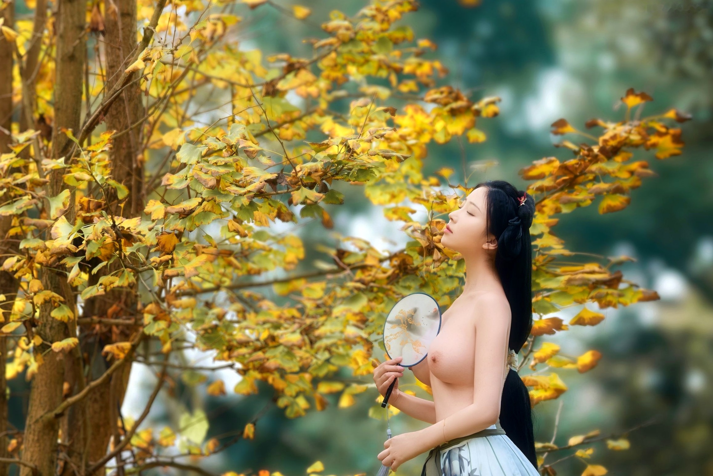 Gallery - 年年Nnian-秋兮：古风汉服户外私房，绝美少女秋日林间大尺度唯美写真户外私房照大尺度清纯气质 年年女神私房照_秀色女神 - image 13