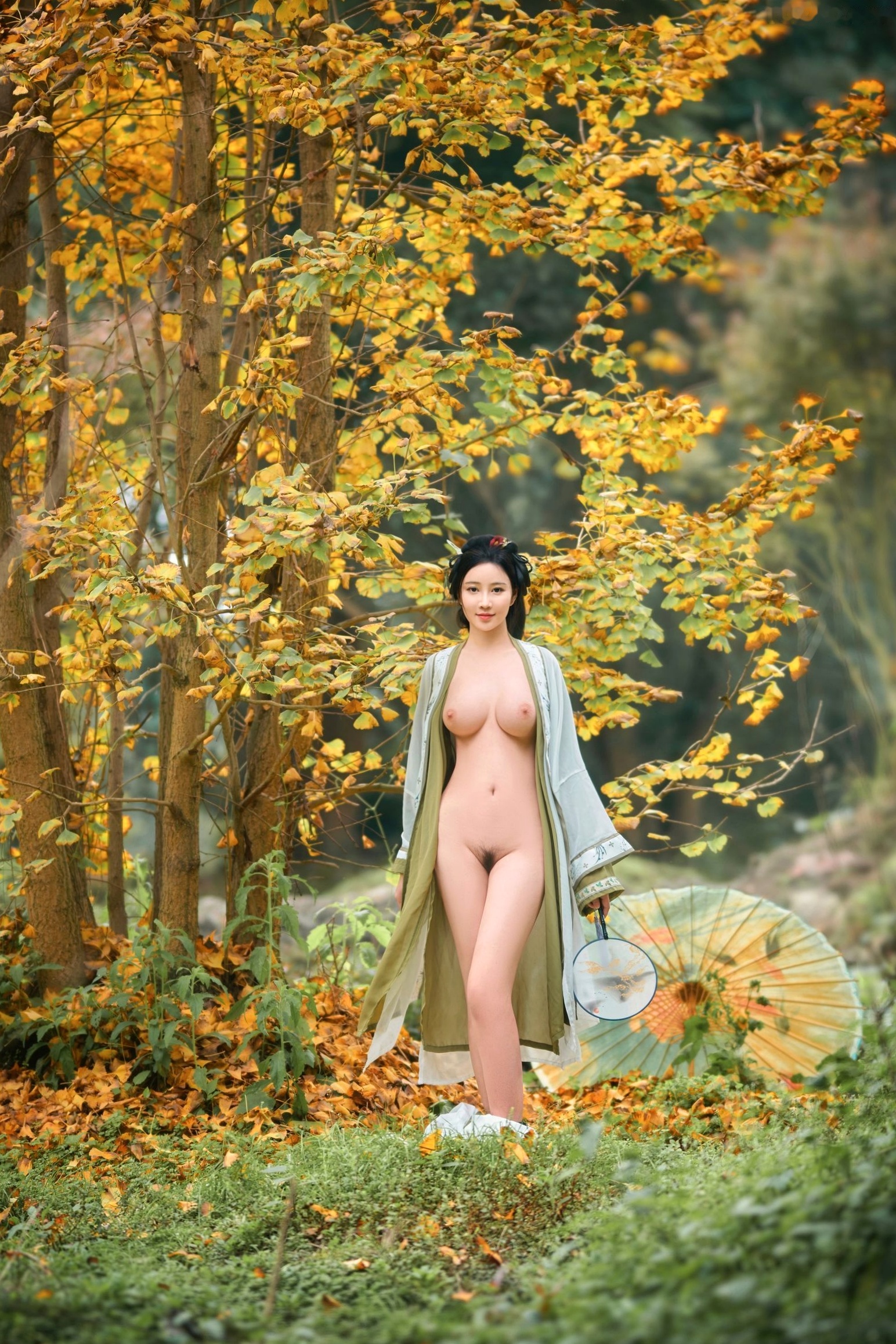 Gallery - 年年Nnian-秋兮：古风汉服户外私房，绝美少女秋日林间大尺度唯美写真户外私房照大尺度清纯气质 年年女神私房照_秀色女神 - image 30