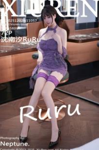 XiuRen秀人网 11057 沈南汐RuRu 紫色连衣透视短裙吊带袜 性感私房诱惑写真