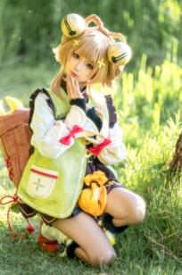 蠢沫沫-瑶瑶原神Cosplay户外阳光草地清新治愈萌系写真