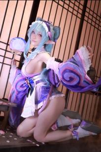 水淼aqua - 梦见月瑞希（原神）日式浴室私房COS写真 性感浴巾诱惑美图