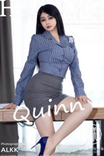 [HuaYang花漾] NO.651 凯竹Quinn 职场性感OL条纹衬衫灰短裙肉丝美腿诱惑写真
