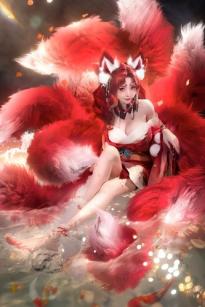走路摇zly - 九尾狐cosplay写真，极致古风灵动狐仙，梦幻樱花氛围感美女角色扮演大片