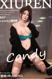 XiuRen秀人网-9743-Candy糖糖-室内私房写真，极致破洞黑丝诱惑，碧绿内衣展现傲人曲线，大胆尺度展现御女魅力
