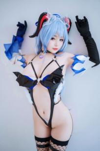 桜井宁宁-057-甘雨，极致还原cosplay写真，乳胶连体衣配渔网袜，展示绝美身材与诱惑魅力