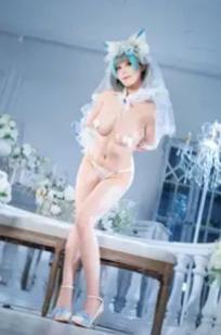 蜜汁猫裘 柴郡花嫁Cosplay高清美图，碧蓝航线角色扮演，唯美婚纱诱惑，演绎纯欲猫娘风情[125P]