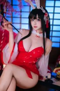 Cosplay日奈娇 - 大山演绎绝美和风兔女郎，红色漆皮诱惑，二次元角色扮演私房摄影写真 [46P]