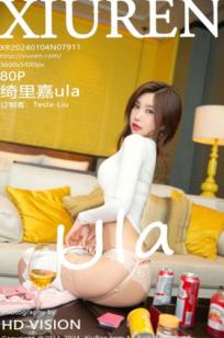 绮里嘉ula-秀人网(Xiuren)私房写真：蕾丝内衣与原色丝袜的极致诱惑，卧室拍摄场景大尺度视觉盛宴，2024年1月高质量无圣光呈现