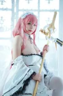 自闭颜球球(无颜小天使wy) - 碧蓝航线英仙座Cosplay，梦幻清纯女仆造型，绝美冷艳之姿，治愈系天使写真[27P]