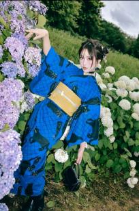 Ely_eee(ElyEE子) - 雨季黑猫日系和服绣球花唯美写真 [38P]