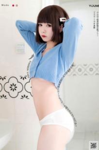 YouMi尤蜜-向小圆《薄荷蓝之夏》私房美图，短发少女浅蓝针织小衫清纯诱惑，白皙肌肤清新治愈写真