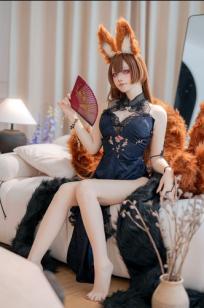 屿鱼 - 碧蓝航线天城COS私房照，高叉黑纱礼服，极致诱惑cosplay