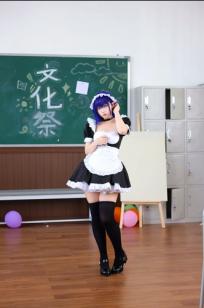 G44不会受伤 枫与玲二次元女仆装Cosplay，绝美蓝发气质美女室内私房写真[49P]