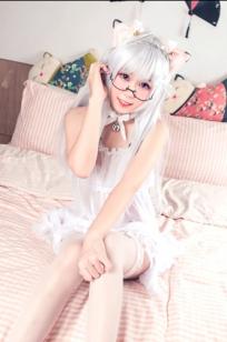 流年不停_w 猫少女的秘密 二次元Cosplay私房写真 纯白蕾丝角色扮演[45P]