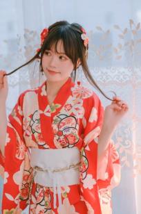 千反田鹿子 - 和服私房写真诱惑，绝美背部线条与红扇演绎室内温柔，性感艺术写真 [49P]