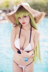 沖田凜花Rinka-C.C.-夏日泳池白色比基尼诱惑写真