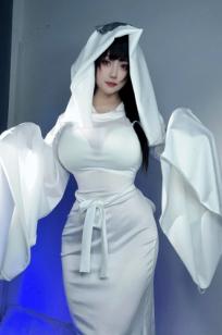 末夜787 - 可爱捣蛋鬼绝命幽灵娘，纯白透视长袍角色扮演私房照，性感撩人诱惑写真 [25P]