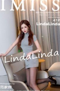 IMiss爱蜜社687期：Lindalinda灰色修身连衣裙，私房黑丝高跟极品气质女神，性感诱惑演绎，2022.06.09