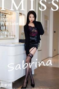 IMiss爱蜜社第782期：许诺Sabrina卧室私房大尺度写真，黑色蕾丝吊带诱惑，极致黑丝美腿，性感撩人