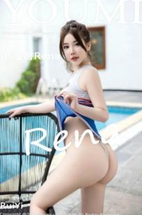 YouMi尤蜜荟-881-小海臀Rena-泳池户外性感蓝白拼色泳衣-运动宝贝啦啦队风-极品身材私房写真-2022.12.21