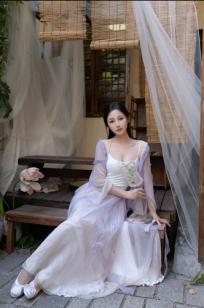 鱼子酱Fish 蝴蝶：轻纱古风私房写真，竹影下的清冷气质与大尺度诱惑