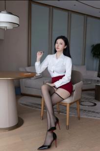 安然anran职场OL系列，迷人白衬衫红短裙性感丝袜，修长美腿尽显知性魅惑[90P]