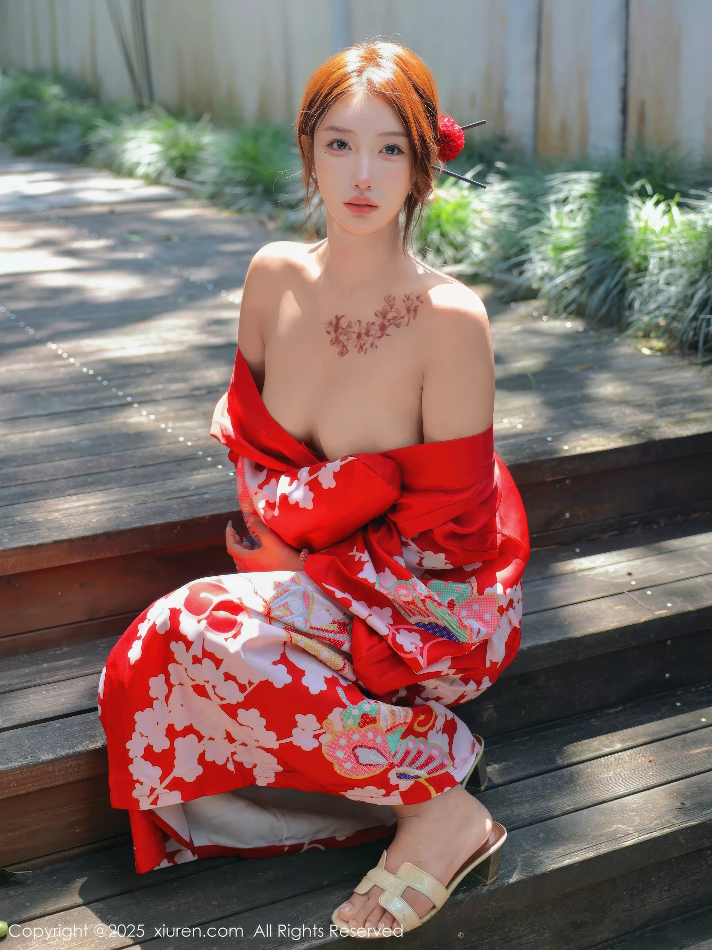   [XiuRen]高清写真图 2025.08.22 No.10683 金允希Yuki 红色和服第26张图片