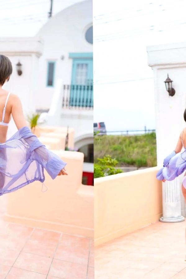   美東澪 - みおしずく 户外黑蕾丝透视与浴室湿身性感内衣写真第51张图片