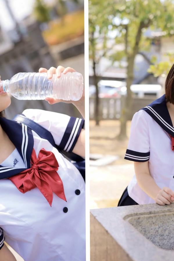   《弓乃りむ - 青春＃アオハル》日系水手校服写真 教室与户外湿身诱惑第3张图片