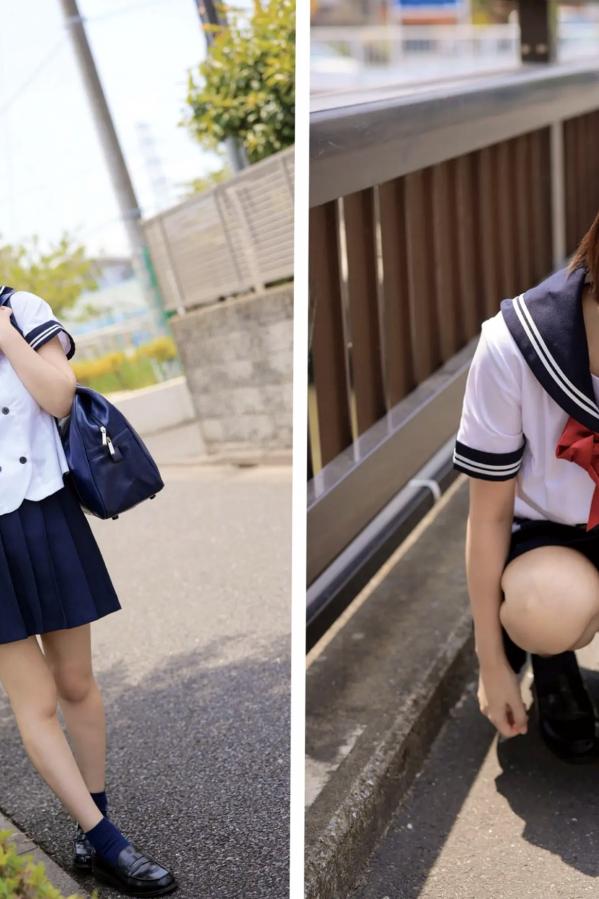   《弓乃りむ - 青春＃アオハル》日系水手校服写真 教室与户外湿身诱惑第6张图片