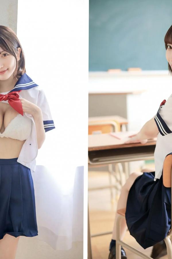   《弓乃りむ - 青春＃アオハル》日系水手校服写真 教室与户外湿身诱惑第18张图片