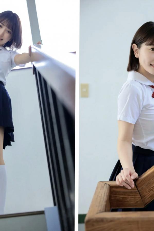   《弓乃りむ - 青春＃アオハル》日系水手校服写真 教室与户外湿身诱惑第25张图片
