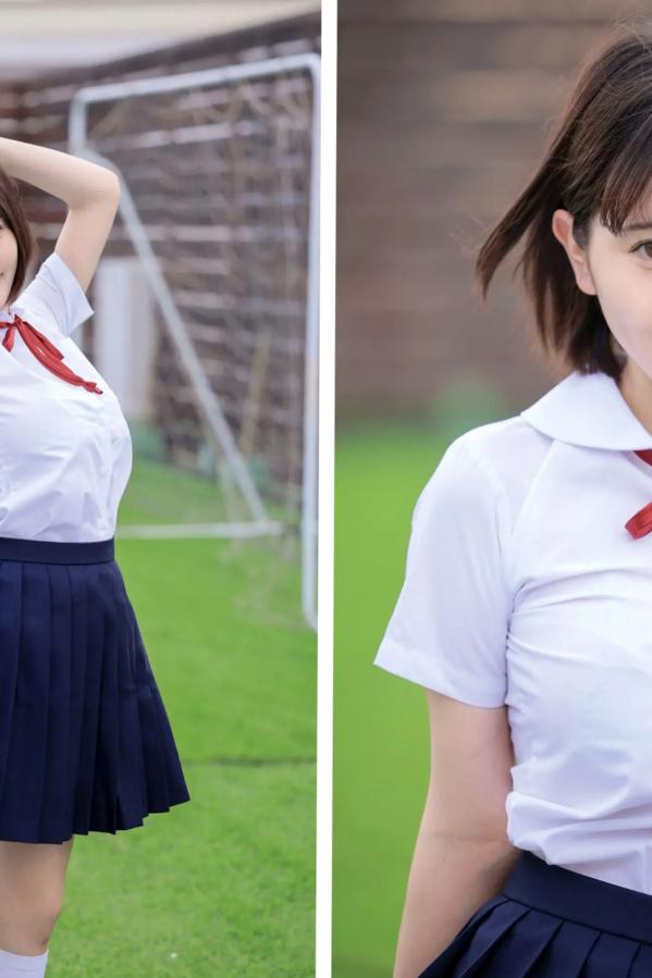   《弓乃りむ - 青春＃アオハル》日系水手校服写真 教室与户外湿身诱惑第26张图片