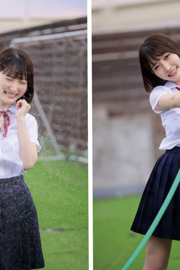   《弓乃りむ - 青春＃アオハル》日系水手校服写真 教室与户外湿身诱惑第28张图片