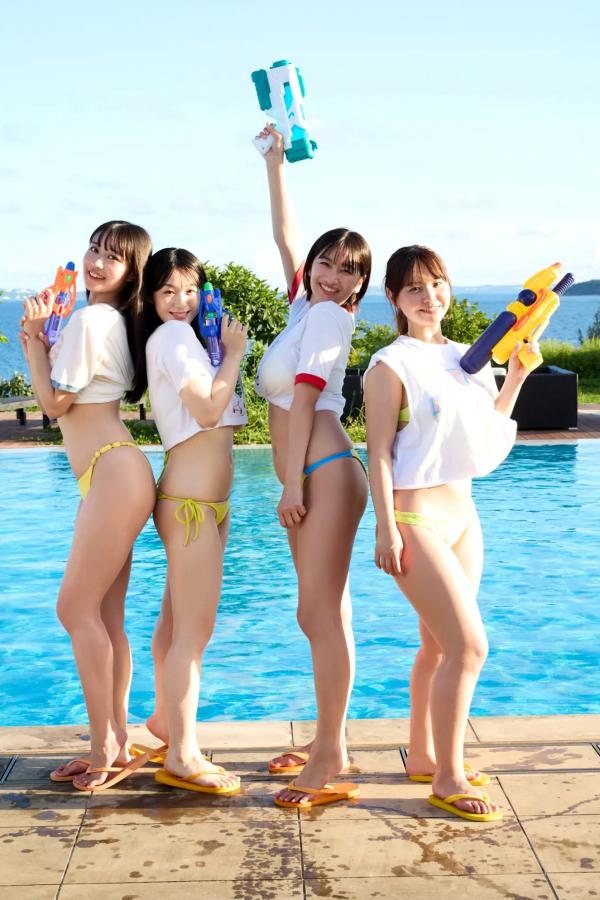    本郷柚巴 榎原依那 溝端葵 髙野真央 - 奇跡のコラボ！！日系性感比基尼泳池沙滩写真第93张图片