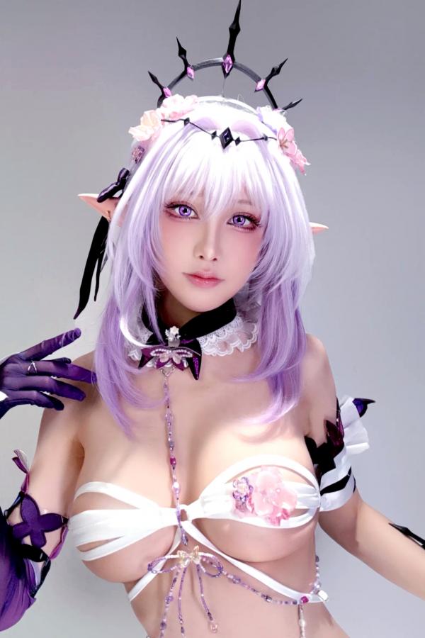    水淼aqua - 遐蝶 Castorice 自拍 Cosplay性感精灵女神诱惑私房美图第3张图片