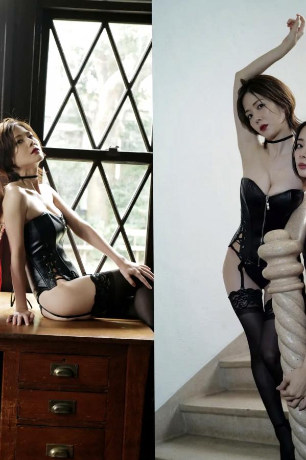    高宮まり x 岡田紗佳 - 牌 x 牌 Ⅱ：性感内衣与黑丝皮衣诱惑写真第39张图片