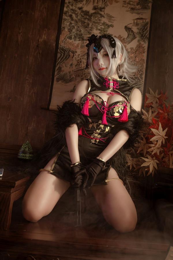    是一只熊仔吗-贞德-Jeanne-d-Arc-Alter黑贞德国风旗袍性感COS写真第4张图片